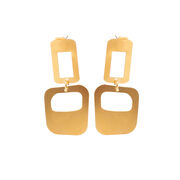 Bronze double drop geometric cube earrings